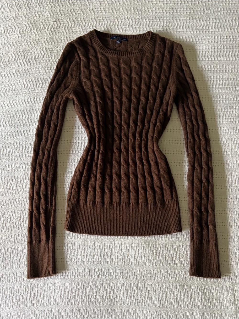 GAP Vintage Y2K Chocolate Brown Cable Knit Crewneck Pullover Sweater Size Small